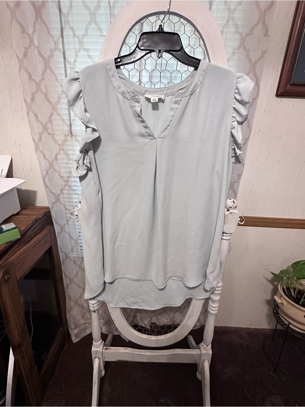 Zenana Outfitters Soft mint Ruffle Cap-Sleeve V-Neck Blouse